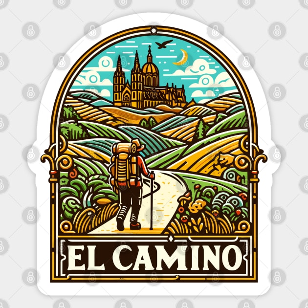 Buen Camino! El Camino de Santiago de Compostela - The Way of Saint James - Peregrino Pilgrim - Camino Frances Ingles Primitivo, Shirt, Hoodie, Mug, Tote, Sticker, Souvenir, etc Sticker by cloudhiker